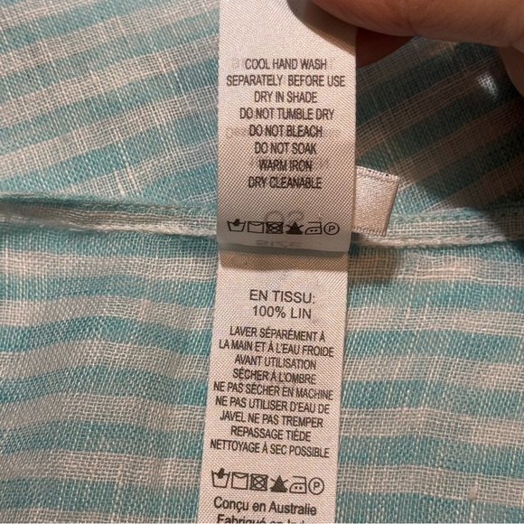 🌻 SEAFOLLY Fine Stripe Cover-Up Linen One-Size Caftan Beach Resort Vacation - Picture 8 of 10